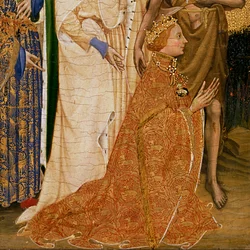 Ryszard II ofiarowany Dziewicy z Dzieciątkiem przez swojego Patrona św. Jana Chrzciciela oraz św. Edwarda i Edmunda, ok. 1395-99 (tempera jajeczna na dębie) (detal z 3028 r.)